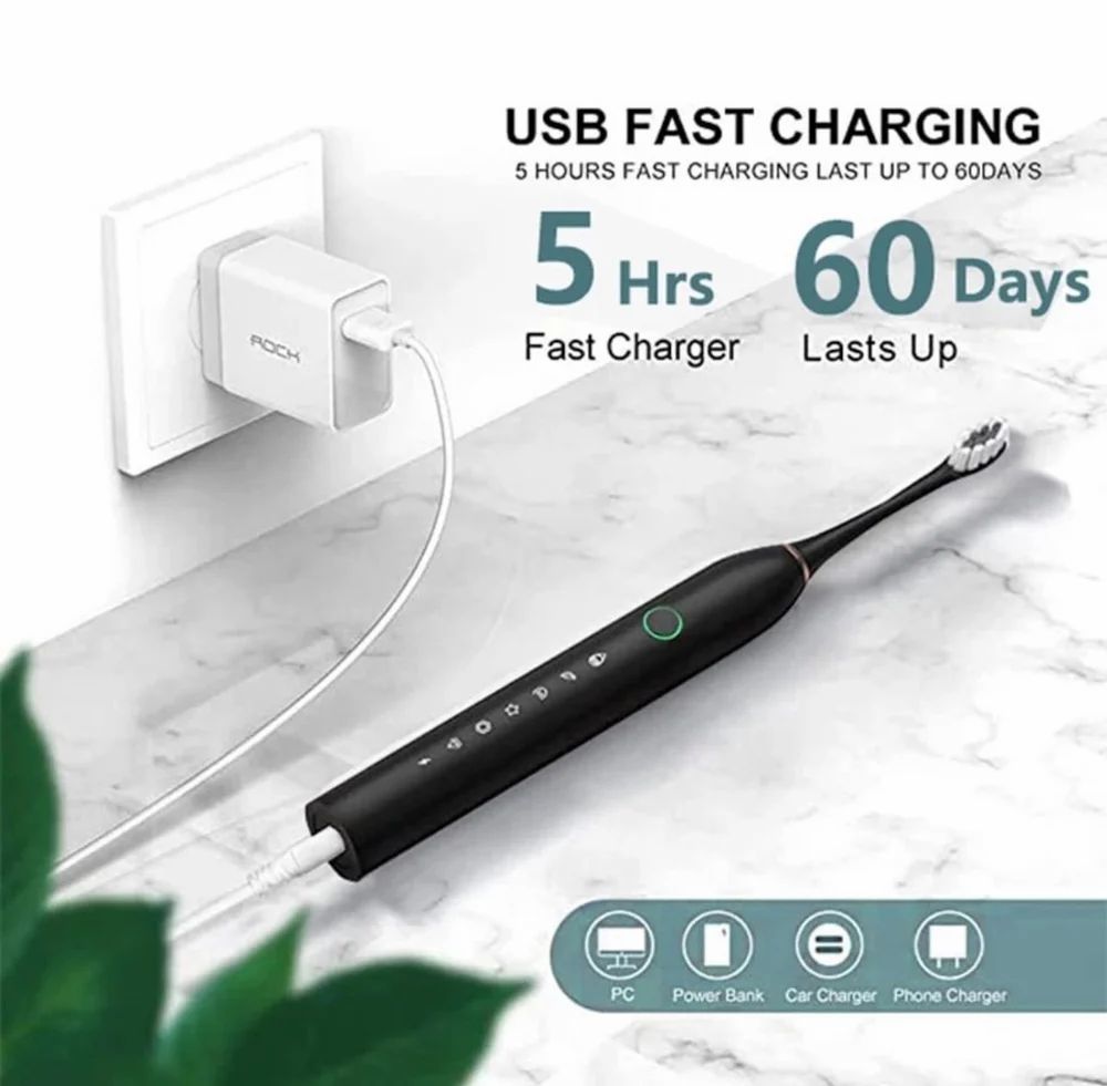 Rechargeable Electric Toothbrush for Adults --Chargable, Rubber